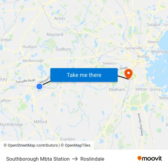 Southborough Mbta Station to Roslindale map