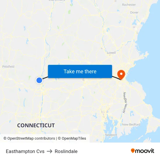 Easthampton Cvs to Roslindale map