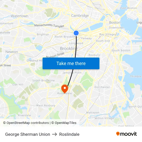 George Sherman Union to Roslindale map