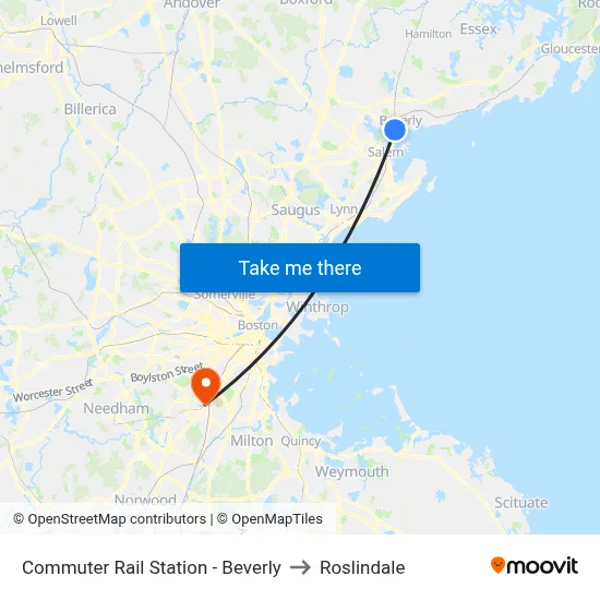 Commuter Rail Station - Beverly to Roslindale map