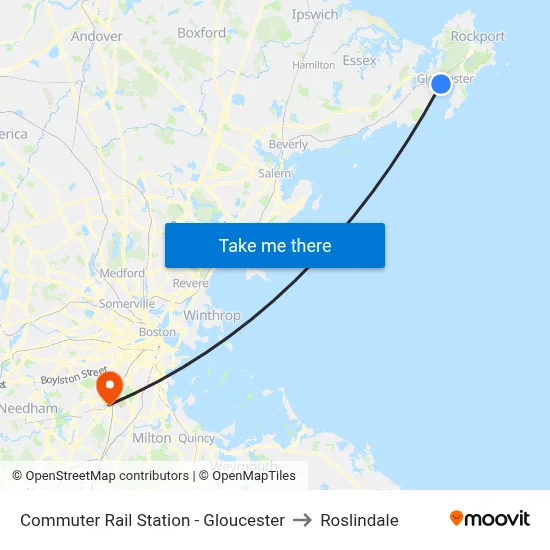 Commuter Rail Station - Gloucester to Roslindale map