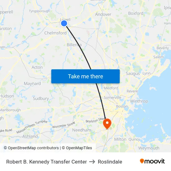Robert B. Kennedy Transfer Center to Roslindale map