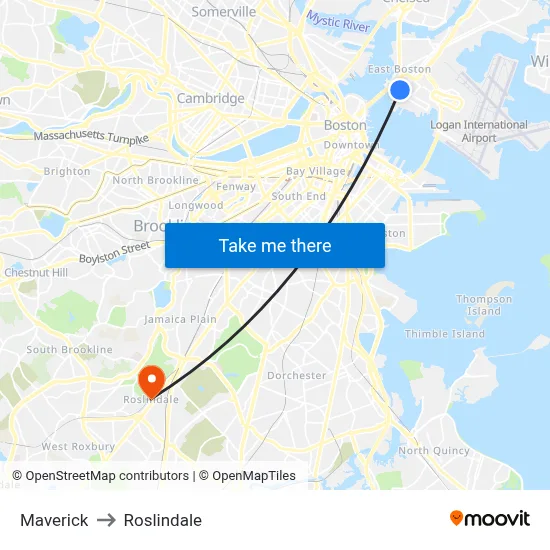 Maverick to Roslindale map