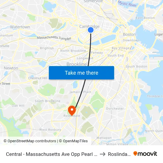 Central - Massachusetts Ave Opp Pearl St to Roslindale map