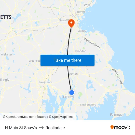 N Main St Shaw's to Roslindale map