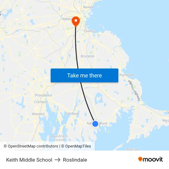Keith Middle School to Roslindale map