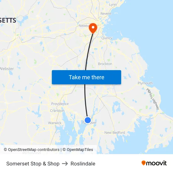 Somerset Stop & Shop to Roslindale map