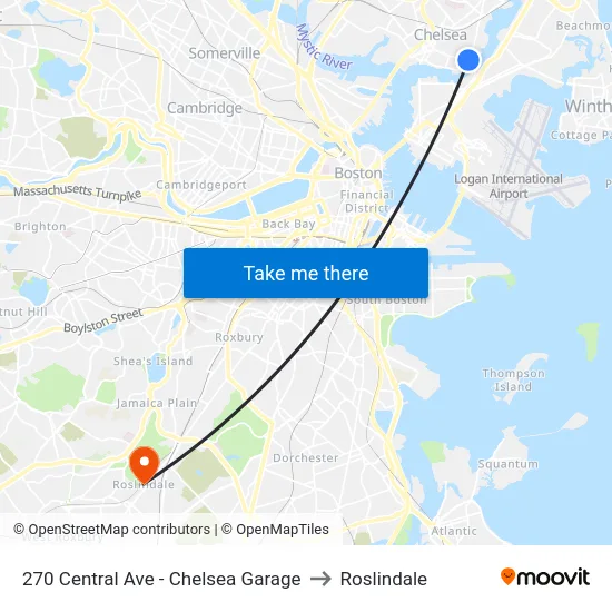 270 Central Ave - Chelsea Garage to Roslindale map