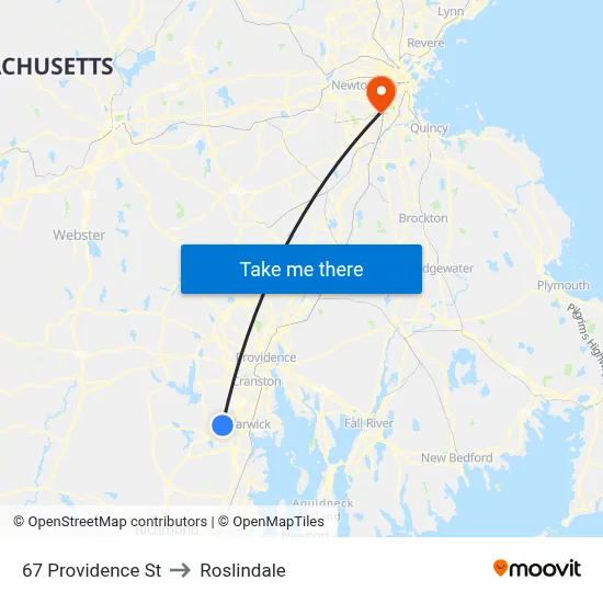 67 Providence St to Roslindale map