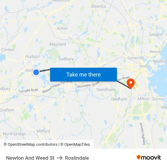 Newton And Weed St to Roslindale map