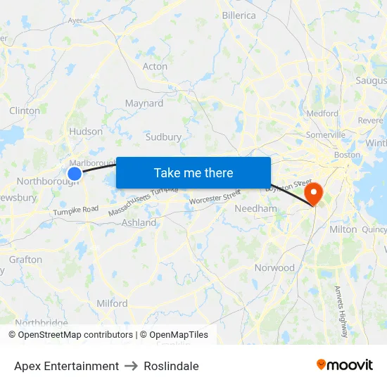 Apex Entertainment to Roslindale map
