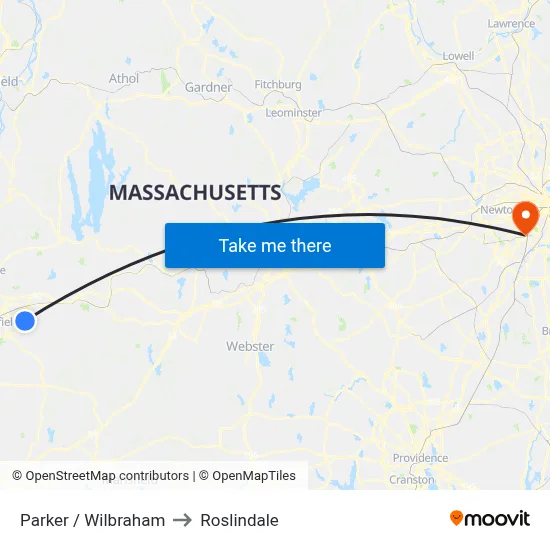 Parker / Wilbraham to Roslindale map