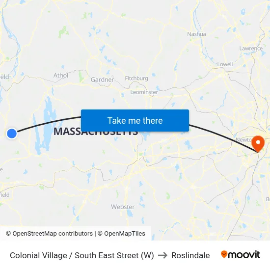 Colonial Village / South East Street (W) to Roslindale map