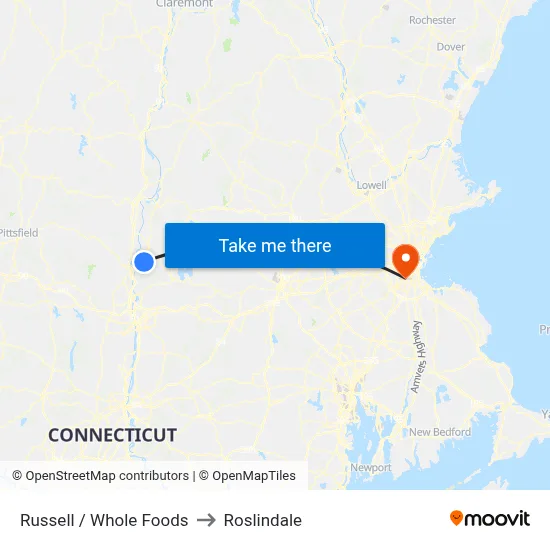 Russell / Whole Foods to Roslindale map