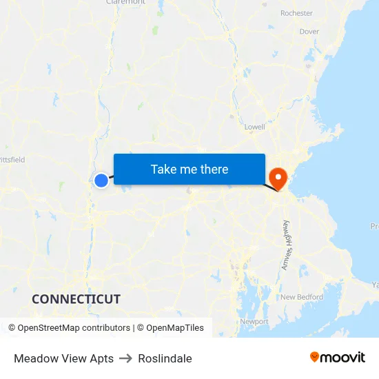Meadow View Apts to Roslindale map