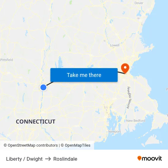 Liberty / Dwight to Roslindale map