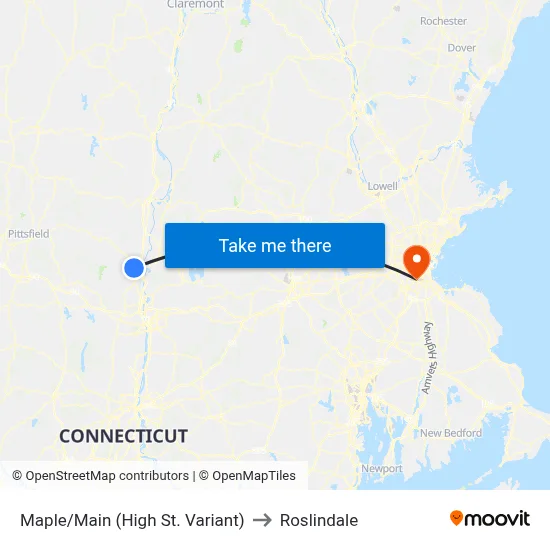 Maple/Main (High St. Variant) to Roslindale map