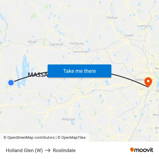 Holland Glen (W) to Roslindale map