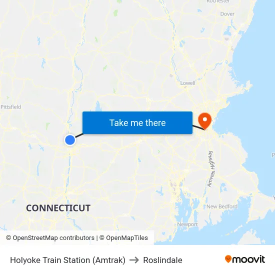 Holyoke Train Station (Amtrak) to Roslindale map