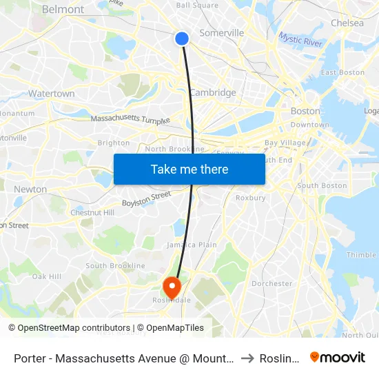 Porter - Massachusetts Avenue @ Mount Vernon St to Roslindale map
