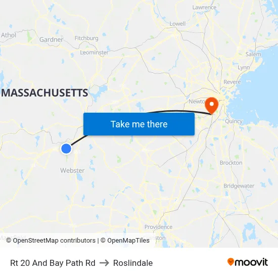 Rt 20 And Bay Path Rd to Roslindale map
