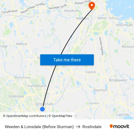 Weeden & Lonsdale (Before Sturman) to Roslindale map