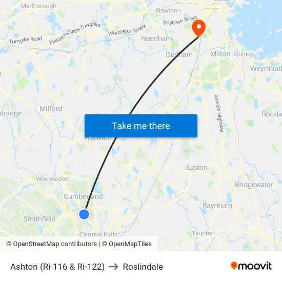 Ashton (Ri-116 & Ri-122) to Roslindale map