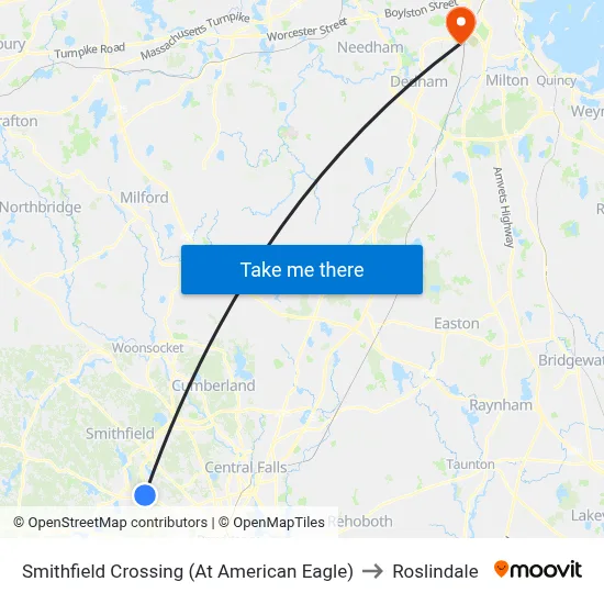 Smithfield Crossing (At American Eagle) to Roslindale map