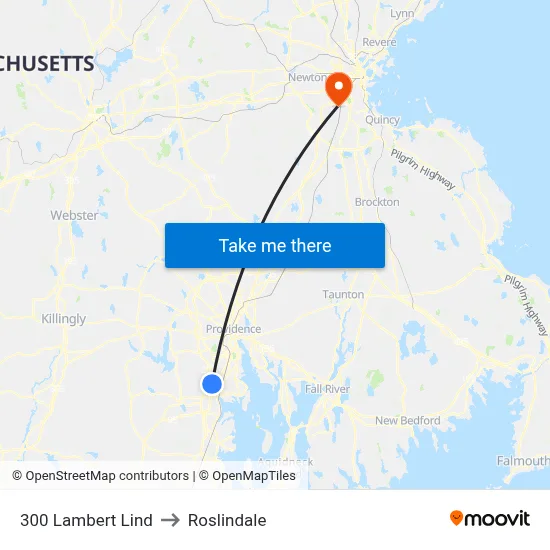 300 Lambert Lind to Roslindale map