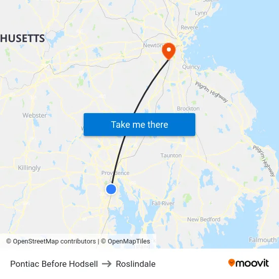 Pontiac Before Hodsell to Roslindale map