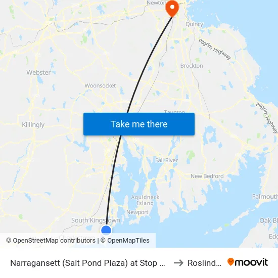 Narragansett (Salt Pond Plaza) at Stop & Shop to Roslindale map