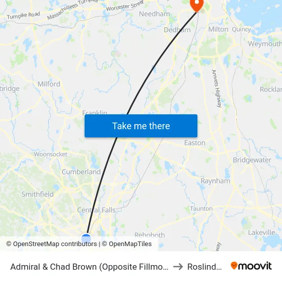 Admiral & Chad Brown (Opposite Fillmore) to Roslindale map