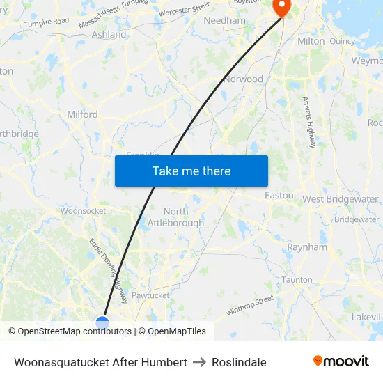 Woonasquatucket After Humbert to Roslindale map