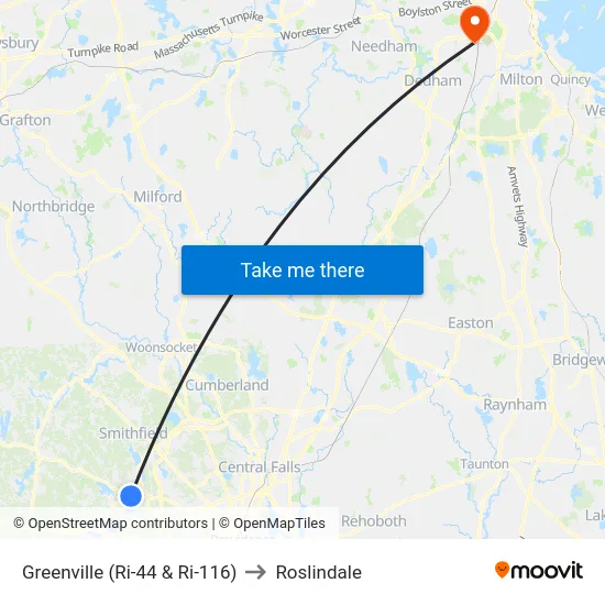 Greenville (Ri-44 & Ri-116) to Roslindale map