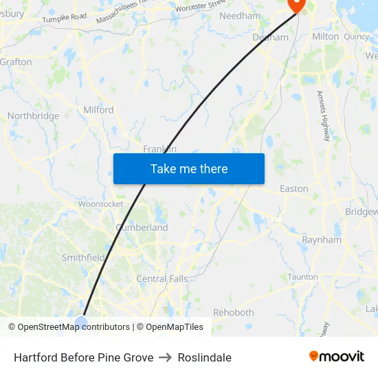 Hartford Before Pine Grove to Roslindale map