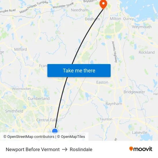 Newport Before Vermont to Roslindale map