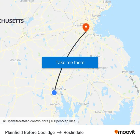 Plainfield Before Coolidge to Roslindale map
