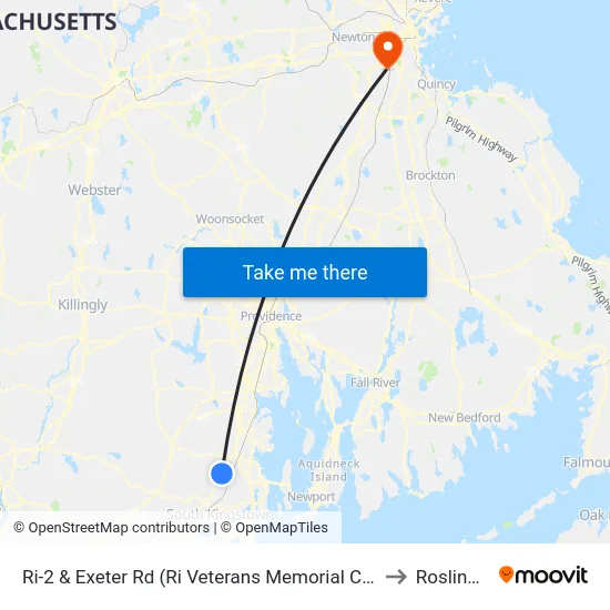 Ri-2 & Exeter Rd (Ri Veterans Memorial Cemetery) to Roslindale map