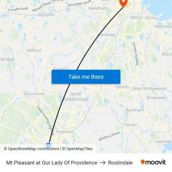 Mt Pleasant at Our Lady Of Providence to Roslindale map
