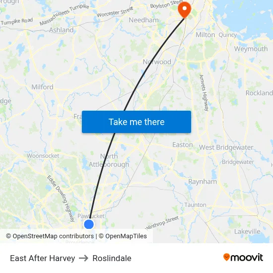 East After Harvey to Roslindale map