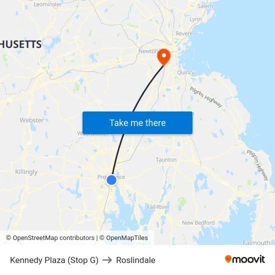Kennedy Plaza (Stop G) to Roslindale map