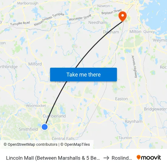 Lincoln Mall (Between Marshalls & 5 Below) to Roslindale map