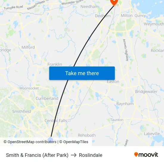 Smith & Francis (After Park) to Roslindale map