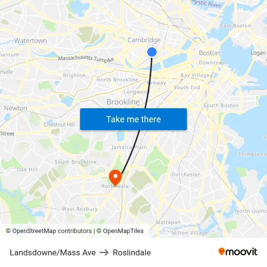 Landsdowne/Mass Ave to Roslindale map