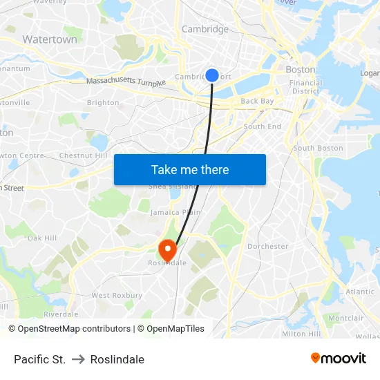Pacific St. to Roslindale map