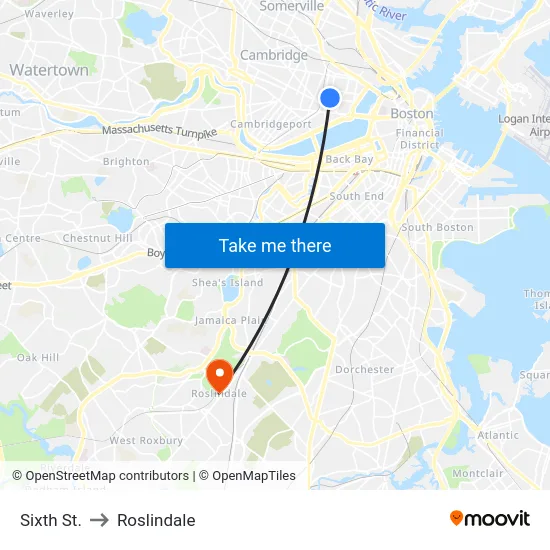 Sixth St. to Roslindale map
