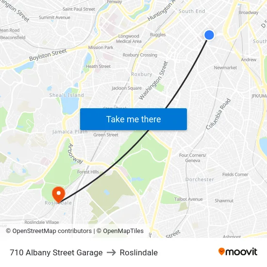 710 Albany Street Garage to Roslindale map