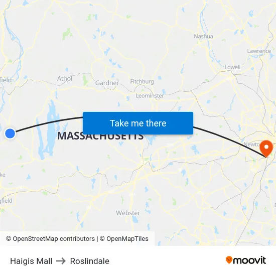 Haigis Mall to Roslindale map