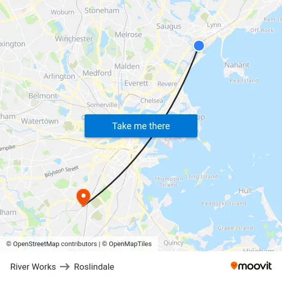 River Works to Roslindale map