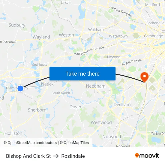 Bishop And Clark St to Roslindale map